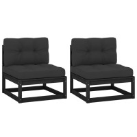 vidaXL Patio Middle Sofas with Anthracite Cushions 2 pcs Solid Pinewood