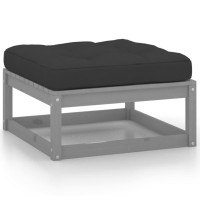 vidaXL Patio Footstools with Cushions 2 pcs Gray Solid Pinewood