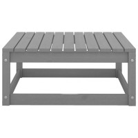 vidaXL Patio Footstools with Cushions 2 pcs Gray Solid Pinewood