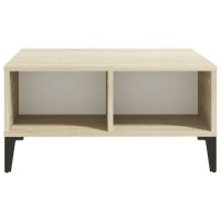 Vidaxl Coffee Table White And Sonoma Oak 23.6X23.6X11.8 Engineered Wood