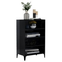 Vidaxl Sideboard High Gloss Black 22.4X13.8X35.4 Engineered Wood