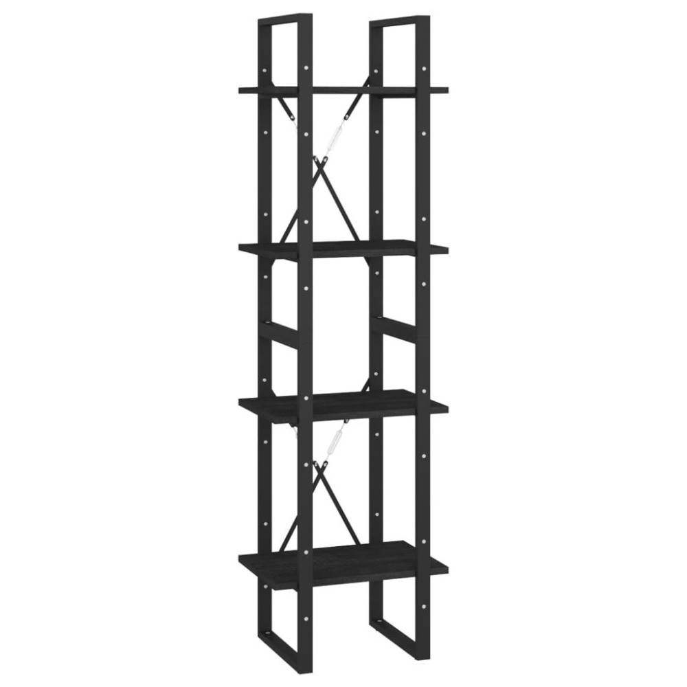 vidaXL 4-Tier Book Cabinet Black 15.7