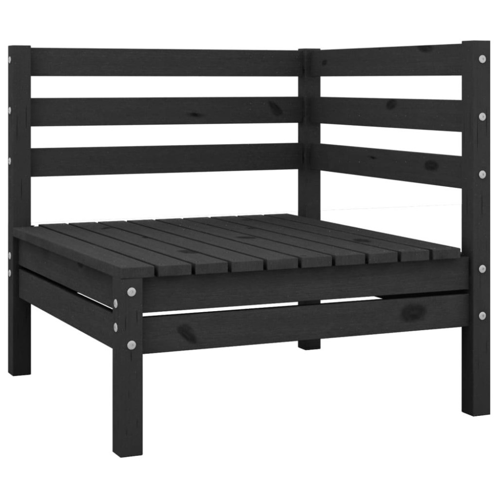 vidaXL Patio Corner Sofa Black Solid Wood Pine