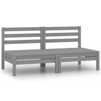 Vidaxl Patio Middle Sofas 2 Pcs Gray Solid Pinewood