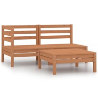 vidaXL 3 Piece Patio Lounge Set Solid Wood Pine Honey Brown