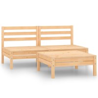 vidaXL 3 Piece Patio Lounge Set Solid Wood Pine