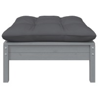 vidaXL Patio Footstool with Anthracite Cushion Gray Solid Pinewood