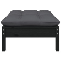 vidaXL Patio Footstool with Anthracite Cushion Black Solid Pinewood