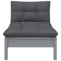 vidaXL 2-Seater Patio Sofa with Cushions Gray Solid Pinewood