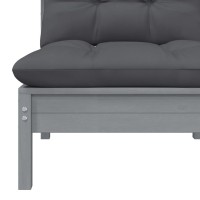 vidaXL 2-Seater Patio Sofa with Cushions Gray Solid Pinewood