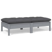 vidaXL 2-Seater Patio Sofa with Cushions Gray Solid Pinewood