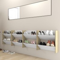 vidaXL Wall Shoe Cabinets 4 pcs White&Sonoma Oak 23.6