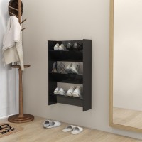 vidaXL Wall Shoe Cabinet High Gloss Black 23.6