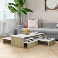 vidaXL Nesting Coffee Table Set White and Sonoma Oak 39.4