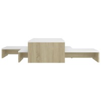 vidaXL Nesting Coffee Table Set White and Sonoma Oak 39.4