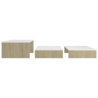 vidaXL Nesting Coffee Table Set White and Sonoma Oak 39.4