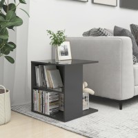 vidaXL Side Table High Gloss Gray 17.7