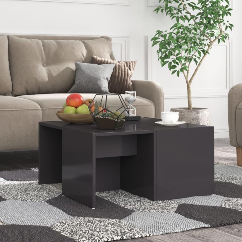 vidaXL Coffee Tables 4 pcs High Gloss Gray 13