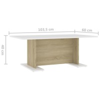 vidaXL Coffee Table White and Sonoma Oak 40.7