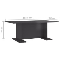 vidaXL Coffee Table High Gloss Gray 40.7