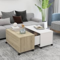 vidaXL Coffee Table White and Sonoma Oak 29.5