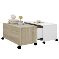 vidaXL Coffee Table White and Sonoma Oak 29.5