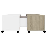 vidaXL Coffee Table White and Sonoma Oak 29.5