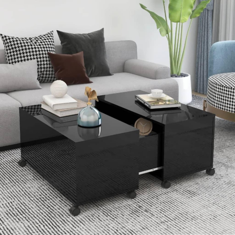 vidaXL Coffee Table High Gloss Black 29.5