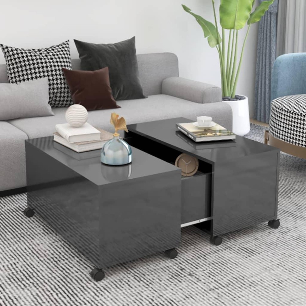 vidaXL Coffee Table High Gloss Gray 29.5