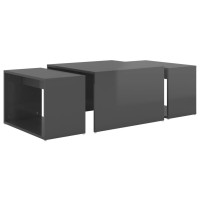 vidaXL 3 Piece Nesting Coffee Table Set High Gloss Gray 23.6