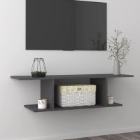 vidaXL Wall Mounted TV Stand High Gloss Gray 40.6