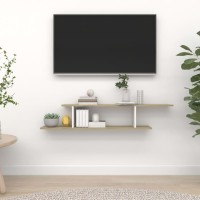 vidaXL Wall-Mounted TV Shelf White & Sonoma Oak 49.2