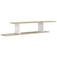 vidaXL Wall-Mounted TV Shelf White & Sonoma Oak 49.2