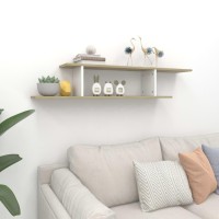 vidaXL Wall-Mounted TV Shelf White & Sonoma Oak 49.2