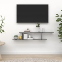 vidaXL Wall-Mounted TV Shelf High Gloss Gray 49.2