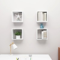 vidaXL Wall Cube Shelves 4 pcs White 11.8