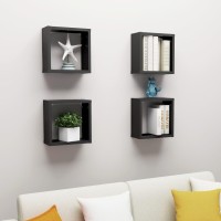 vidaXL Wall Cube Shelves 4 pcs Black 11.8