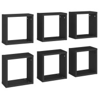 vidaXL Wall Cube Shelves 6 pcs Black 11.8