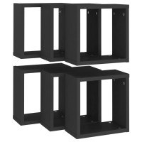 vidaXL Wall Cube Shelves 6 pcs Black 11.8