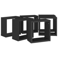 vidaXL Wall Cube Shelves 6 pcs Black 11.8