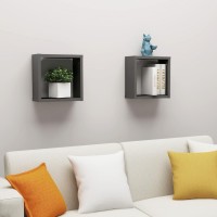 vidaXL Wall Cube Shelves 2 pcs Gray 11.8