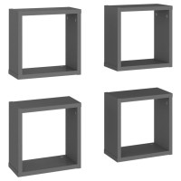 vidaXL Wall Cube Shelves 4 pcs Gray 11.8