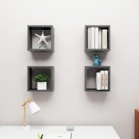 vidaXL Wall Cube Shelves 4 pcs Gray 11.8