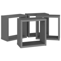 vidaXL Wall Cube Shelves 4 pcs Gray 11.8