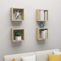 vidaXL Wall Cube Shelves 4 pcs Sonoma Oak 11.8