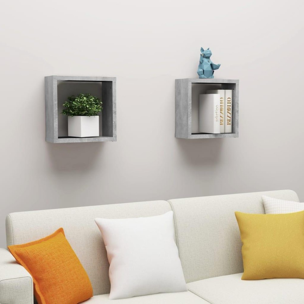 vidaXL Wall Cube Shelves 2 pcs Concrete Gray 11.8