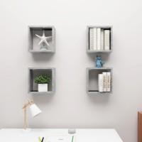 vidaXL Wall Cube Shelves 4 pcs Concrete Gray 11.8