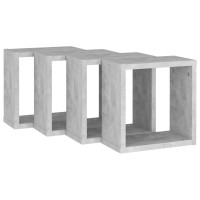 vidaXL Wall Cube Shelves 4 pcs Concrete Gray 11.8