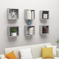 vidaXL Wall Cube Shelves 6 pcs Concrete Gray 11.8