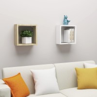 vidaXL Wall Cube Shelves 2 pcs White and Sonoma Oak 11.8